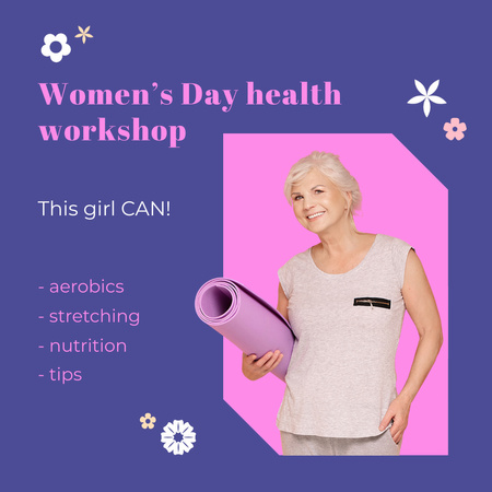 Platilla de diseño Health Workshop With Aerobics On Women's Day Animated Post