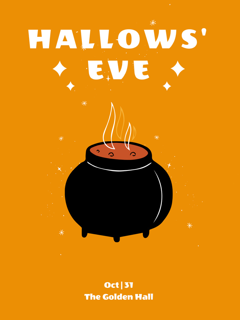 Modèle de visuel Halloween Holiday Celebration Announcement with Cauldron - Poster US