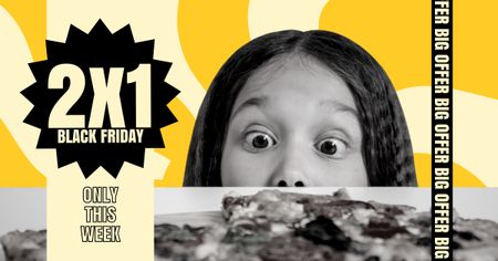 Plantilla de diseño de Descuentos del Black Friday en pizza Facebook AD 