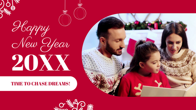 Happy Family And Lovely New Year Congratulations Full HD video Design Template