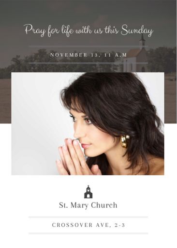 Church Invitation With Woman Praying 