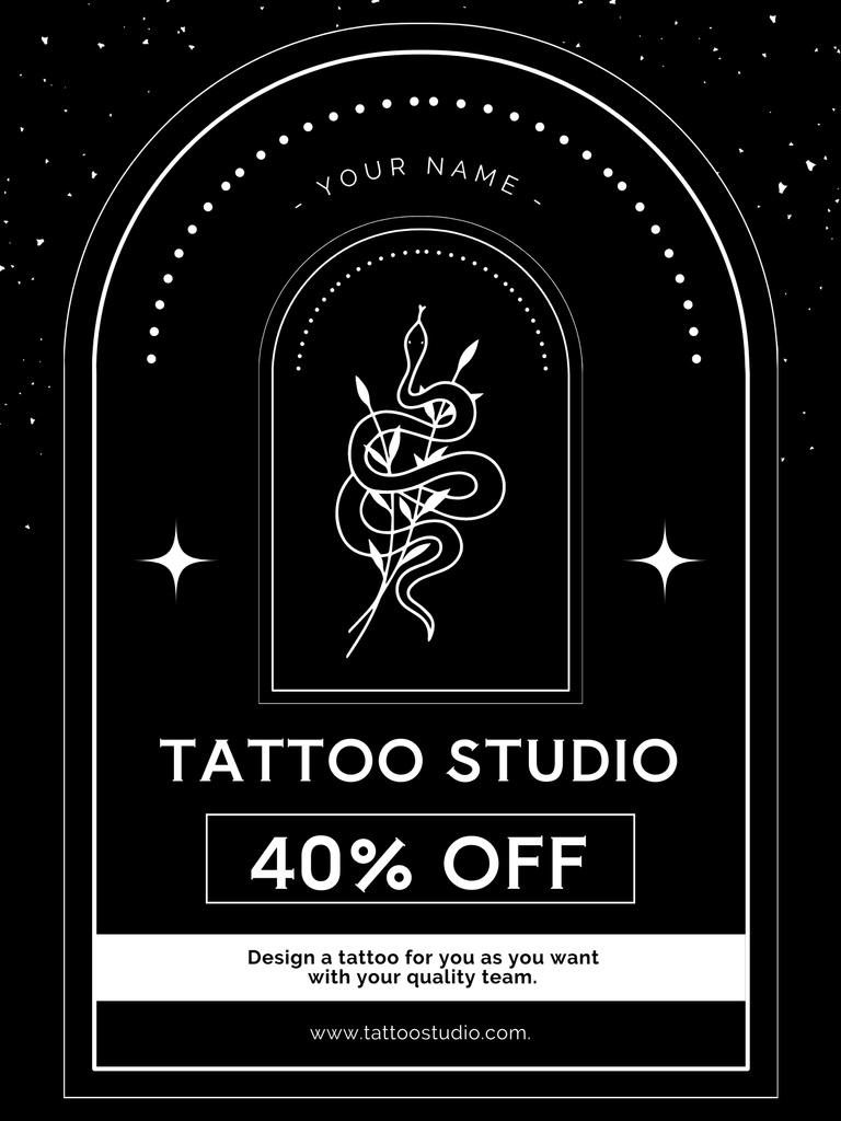 Designing Tattoos In Studio With Discount Poster US Modelo de Design
