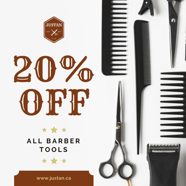 Modèle de visuel Barbershop Professional Tools Sale - Instagram