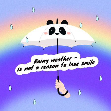 Ontwerpsjabloon van Instagram van inspirerende zin met leuke paraplu
