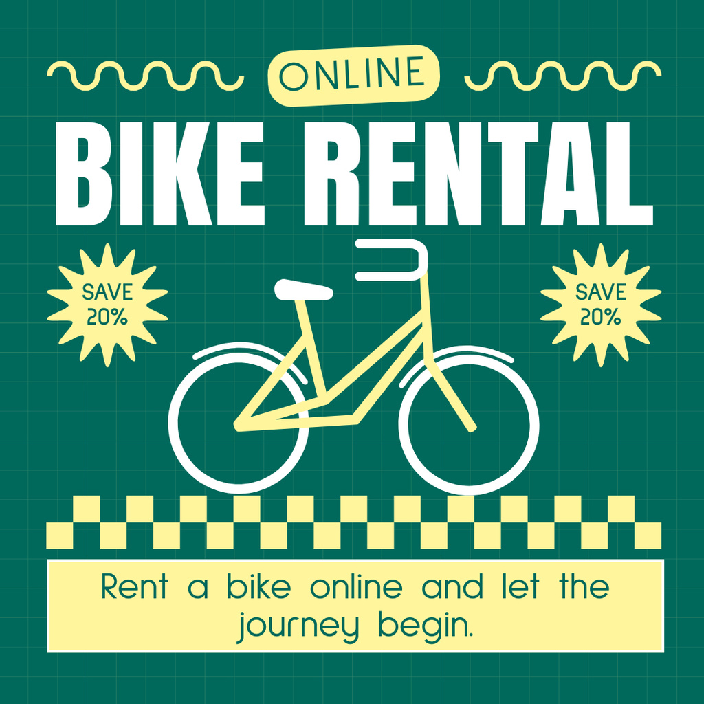 Designvorlage Rental Bicycles Ad on Simple Green für Instagram