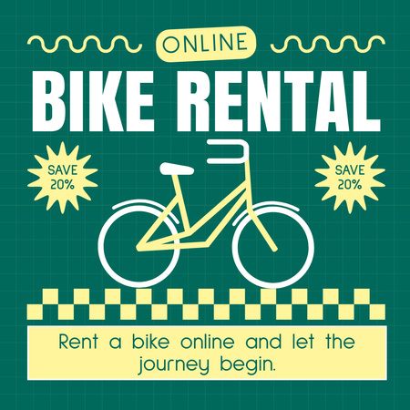Διαφήμιση ενοικίασης ποδηλάτων στο Simple Green Instagram Πρότυπο σχεδίασης