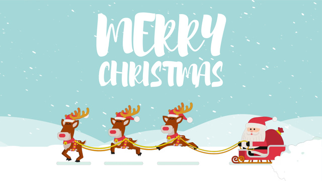 Designvorlage Christmas Greetings And Santa Riding in Sleigh With Deer für Full HD video