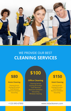Cleaning Services Ad with Happy Team Flyer 5.5x8.5in tervezősablon