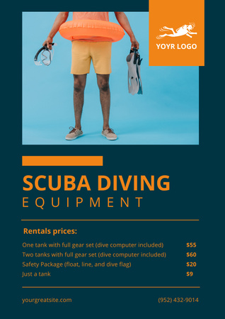Scuba Diving Equipment Price List Poster Design Template