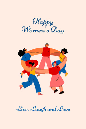 International Women's Day with Women in Circle Pinterestデザインテンプレート