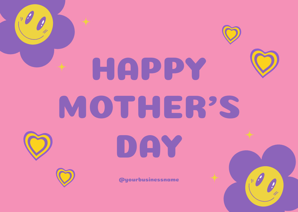 Mother's Day Greeting with Cute Emojis Card Design Template
