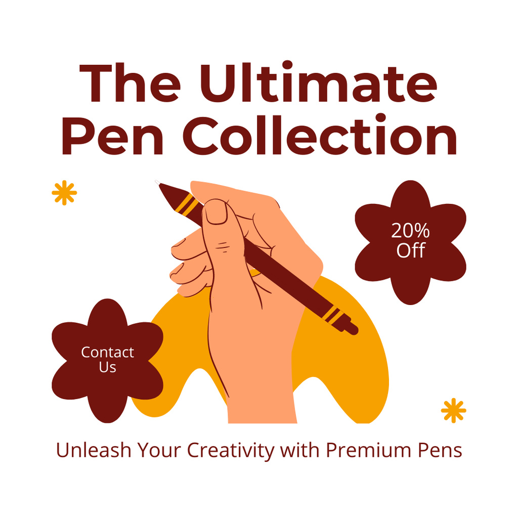 Stationery Shop Discount On Premium Pens Instagram Design Template
