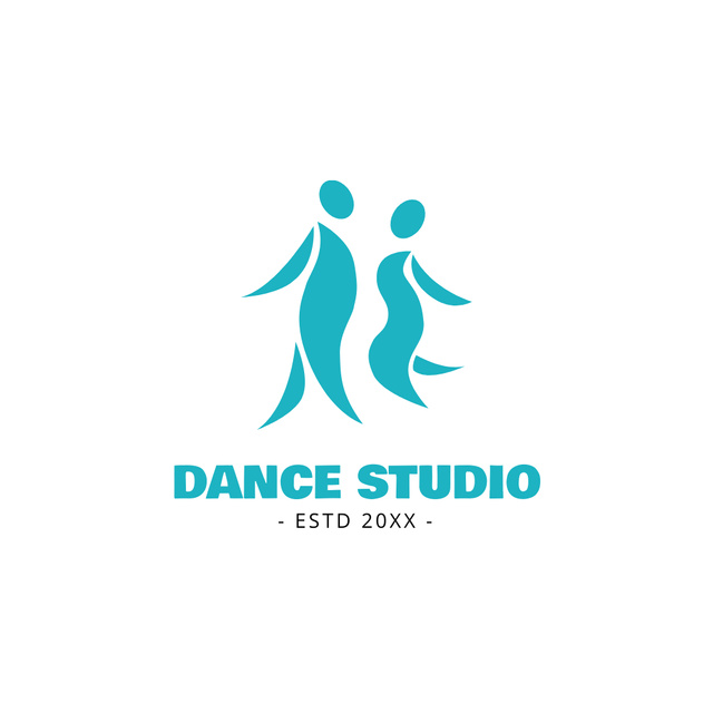 Dance Studio Services Ad with Couple of Dancers Animated Logo Design Template