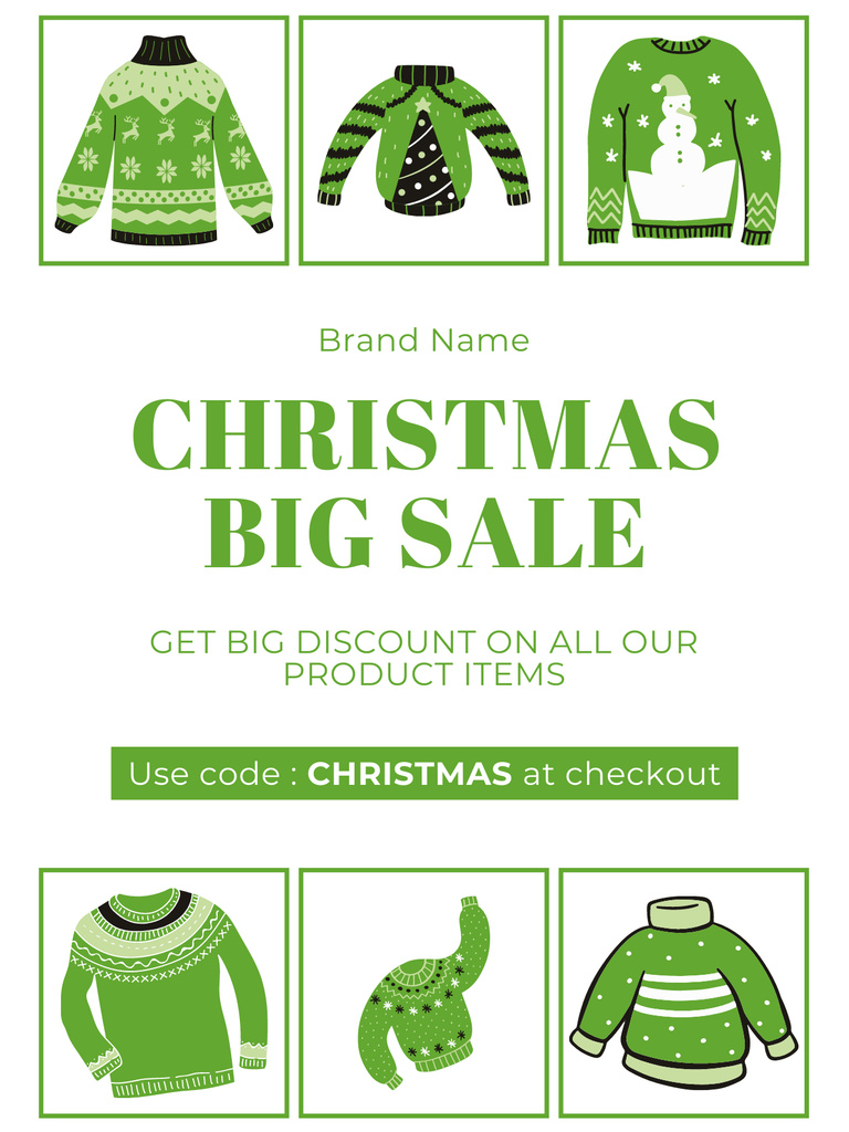 Clothing Christmas Sale Announcement Poster US Design Template