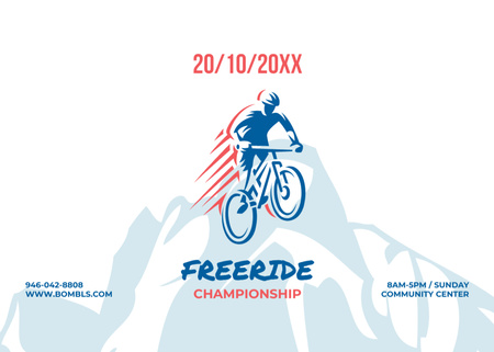 Freeride Championship with Cyclist Flyer 5x7in Horizontal Design Template