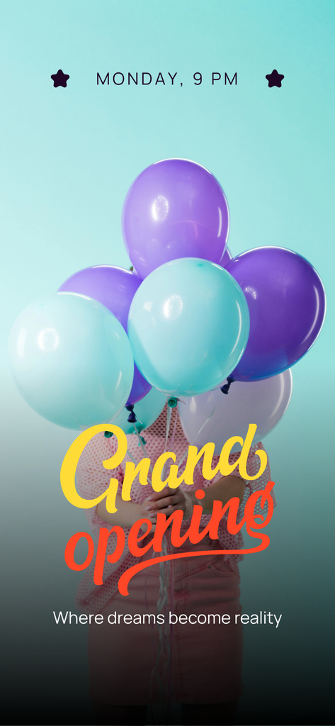 Plantilla de diseño de Grand Opening Ceremony On Monday With Balloons Snapchat Moment Filter 