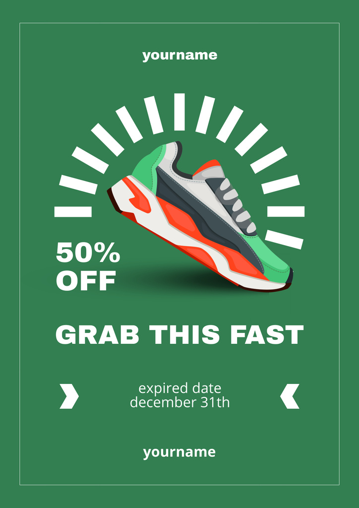 Grab Discount on Sneakers Poster Πρότυπο σχεδίασης