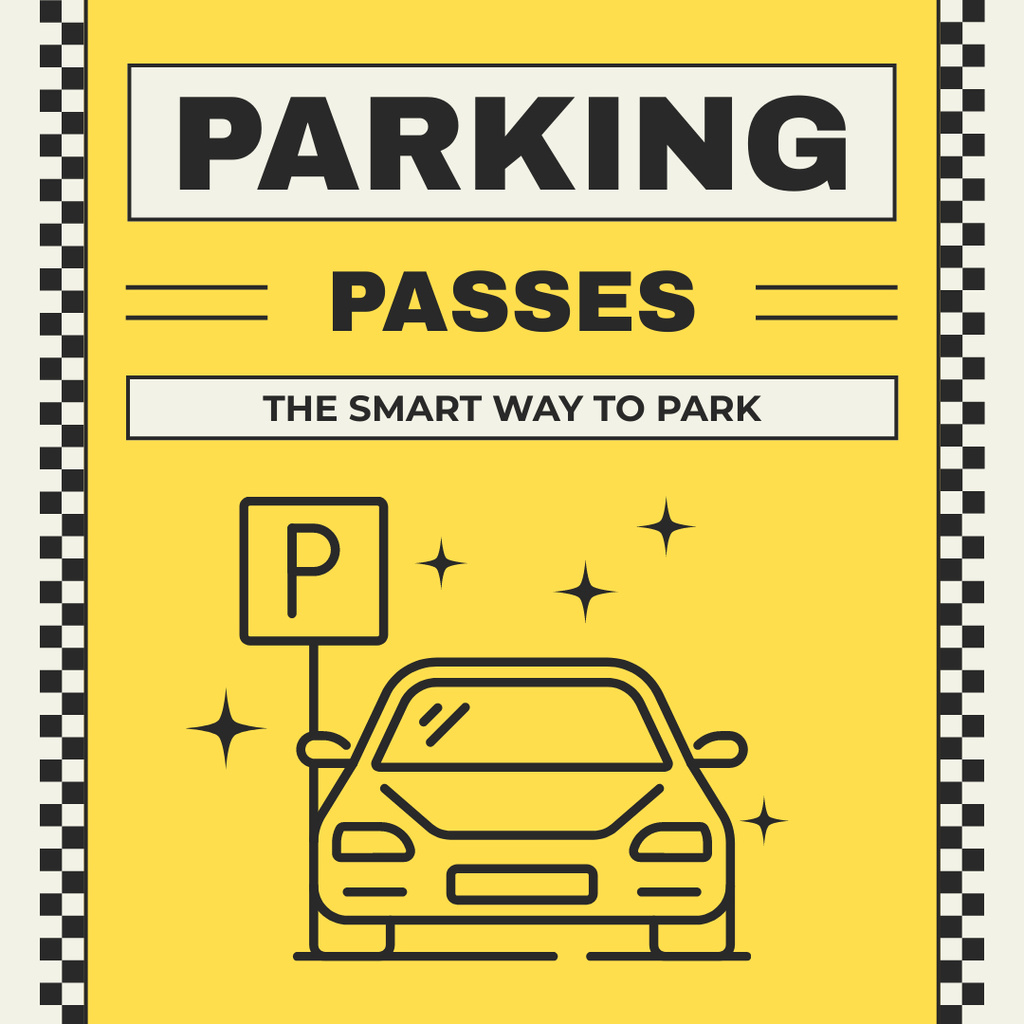 Parking Passes with Sign and Car Instagram Šablona návrhu