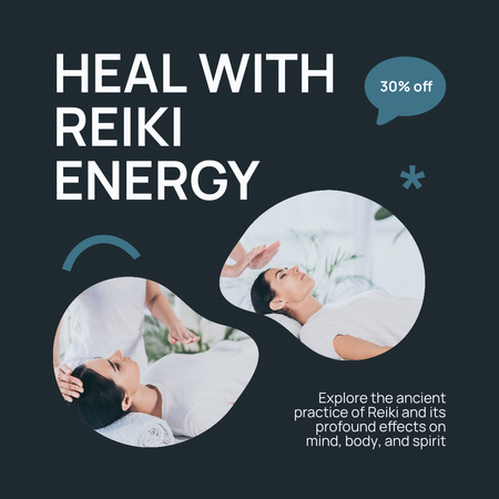 Designvorlage Heilung mit Reiki-Energie und Rabatt für Instagram