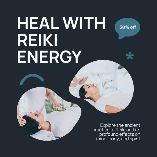 Plantilla de diseño de Healing With Reiki Energy And Discount Instagram 