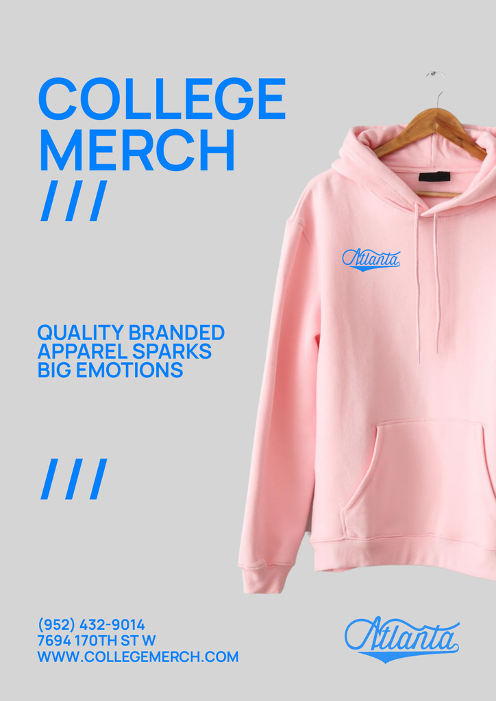 College Merchandise Ad with Stylish Hoodie Posterデザインテンプレート