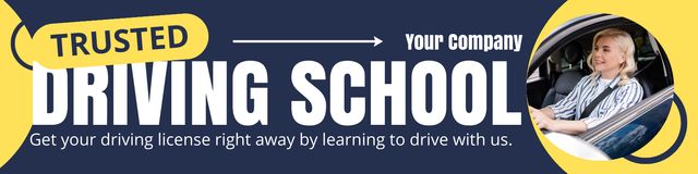 Plantilla de diseño de Trusted Driving School With License Offer Twitter 