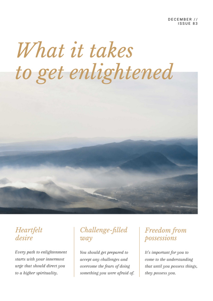 Ontwerpsjabloon van Newsletter van Meditation guide with scenic Mountains