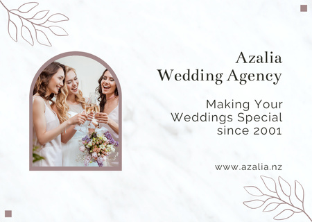Wedding Agency Ad With Women in White Card Design Template