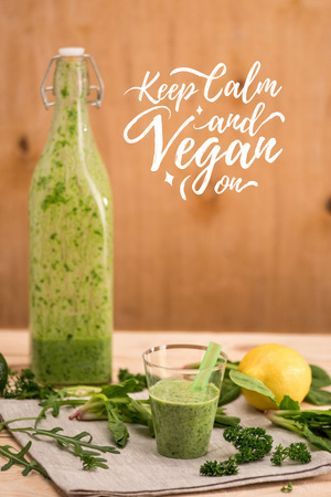 Vegan Lifestyle concept with Green Smoothie Pinterest Šablona návrhu