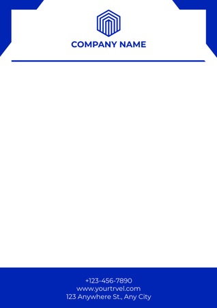 Empty Blank with Abstract Blue Square Letterhead Design Template