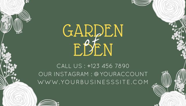 Florist Proposal with Sketch of Flowers in Green Business Card US tervezősablon