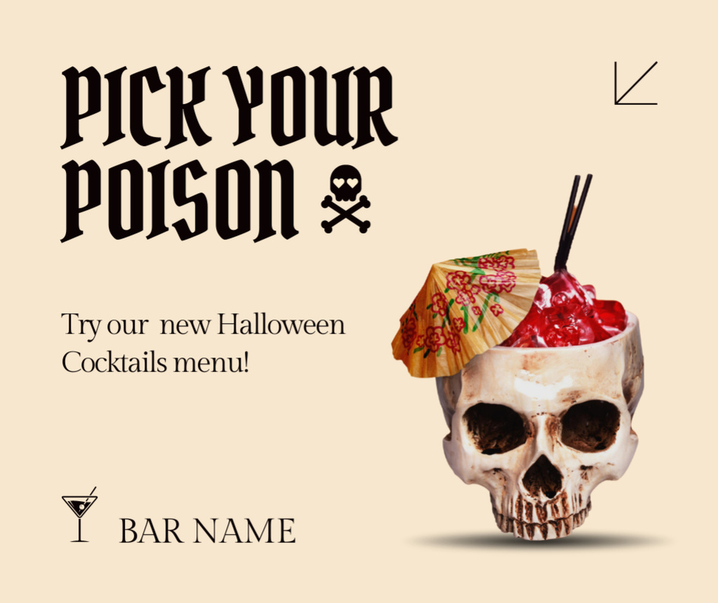 Designvorlage Halloween's Cocktail in Skull für Facebook