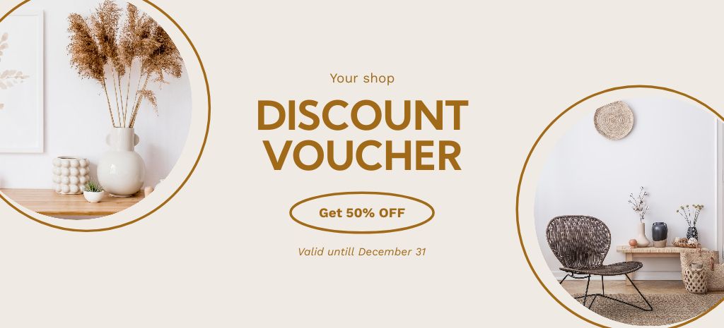 Household Goods and Decor Discount Voucher Coupon 3.75x8.25inデザインテンプレート