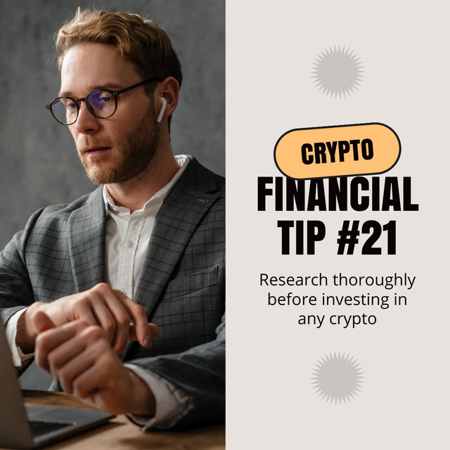 Crypto Financial Tip With Stocks Trading Animated Post Design Template