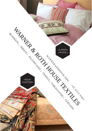 Home Textile Offer with Cozy bedroom Poster Modelo de Design