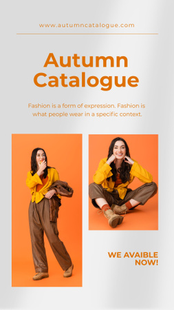 Podzimní katalog s ženou ve žluté a hnědé Instagram Story Šablona návrhu