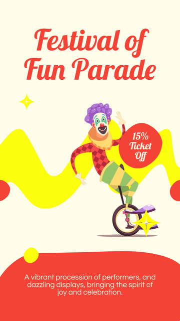 Festival Of Fun With Clown Performance And Discount On Pass Instagram Video Story tervezősablon