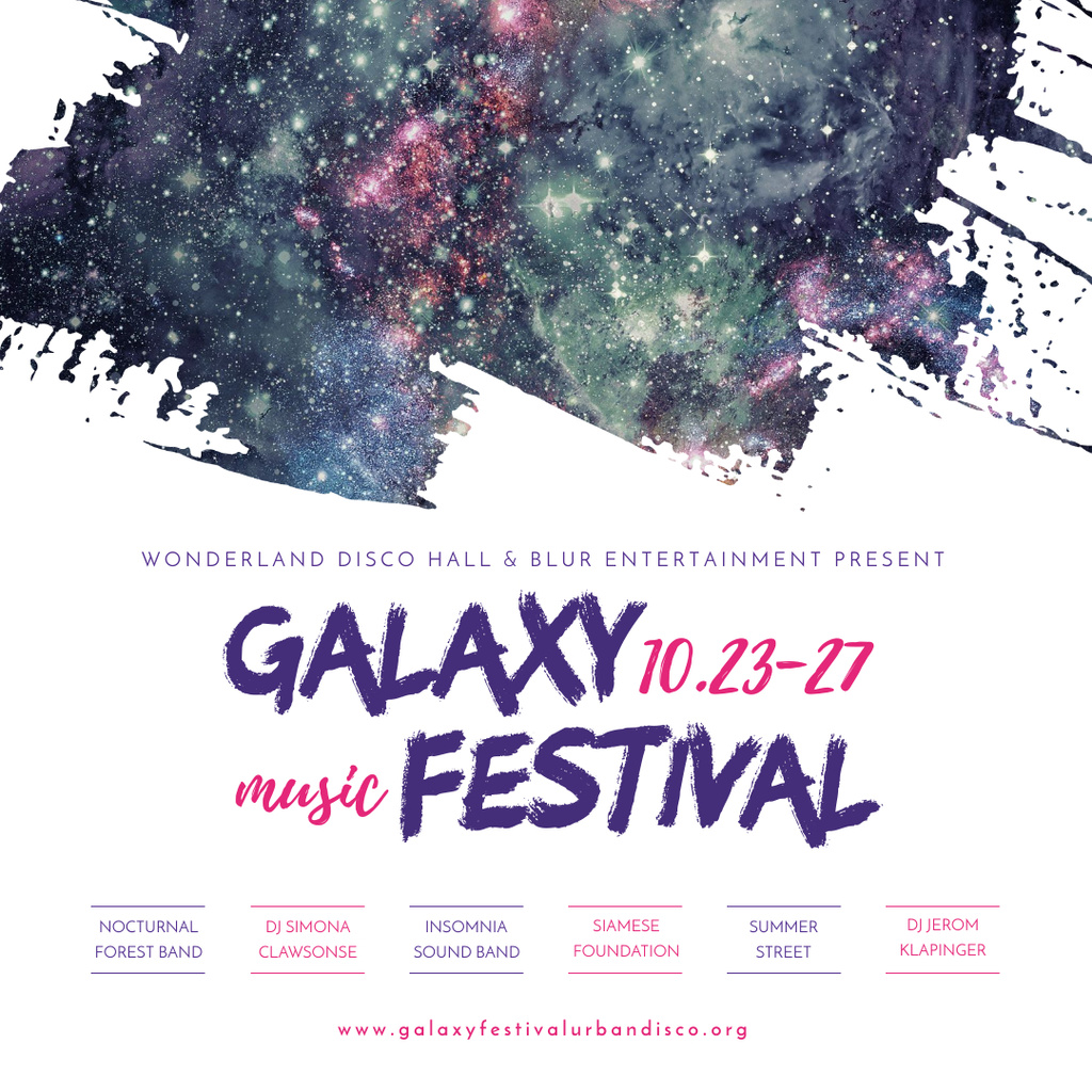 Template di design Galaxy Music festival with dark sky Instagram AD