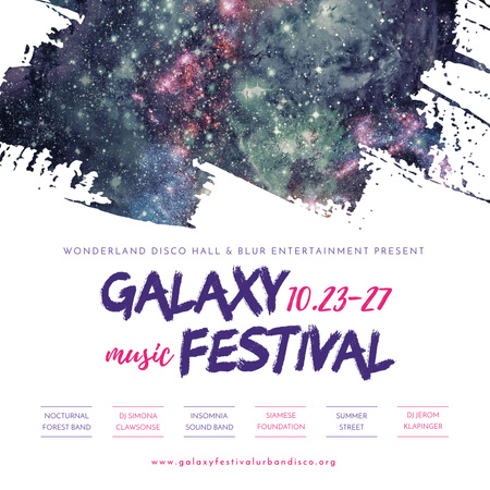 Plantilla de diseño de Galaxy Music festival with dark sky Instagram AD 