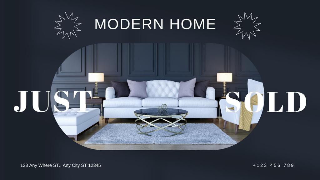 Template di design Modern Home with Stylish Interior Title 1680x945px