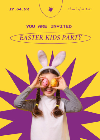 Easter Holiday Kids Party Announcement Flayer Design Template