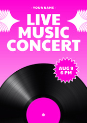 Announcement for Live Music Concert with Vinyl on Pink