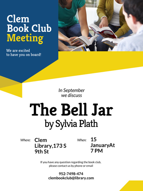 Book Club Promotion with Students Poster US Πρότυπο σχεδίασης