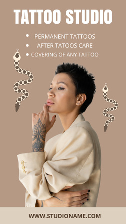 Plantilla de diseño de Servicios de estudio de tatuajes con oferta de cuidado posterior Instagram Story 