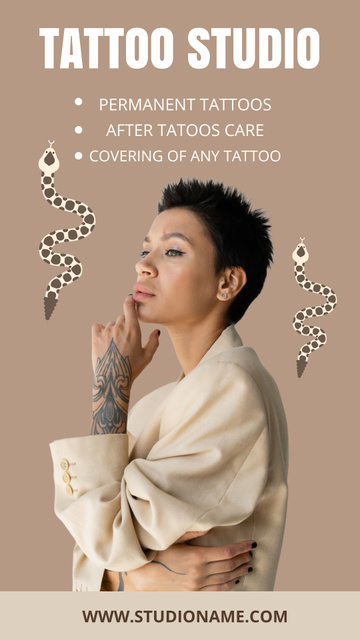 Ontwerpsjabloon van Instagram Story van Tattoo Studio Services With After Care Offer