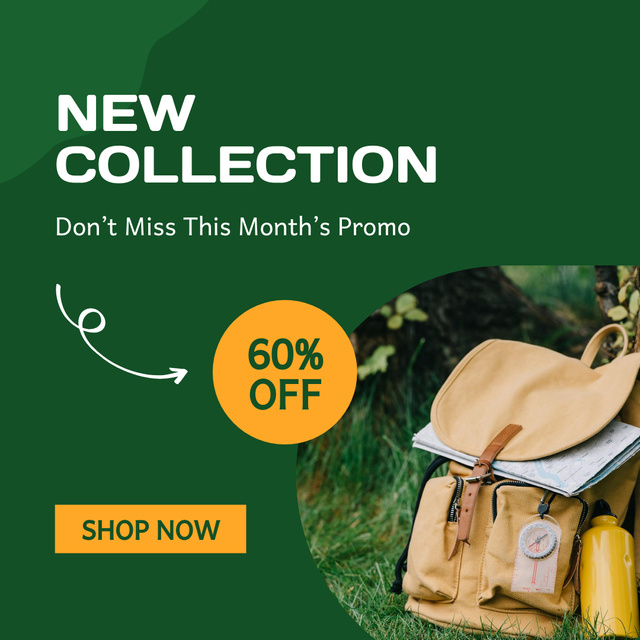 Modèle de visuel New Collection Promo with Stylish Bag Sale Ad - Instagram