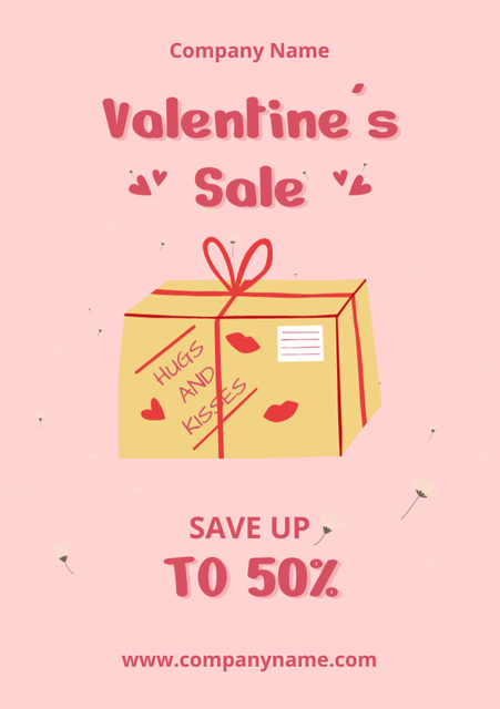 Valentine's Sale Announcement with Parcel Post Postcard A5 Vertical Design Template