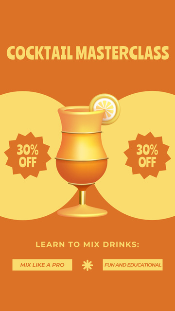 Discount on Masterclass on Cocktails from Professional Bartender Instagram Story Design Template