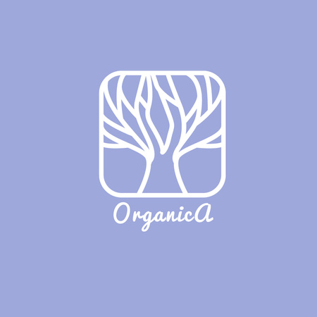 Emblem with Tree Illustration on Blue Logo 1080x1080px Πρότυπο σχεδίασης