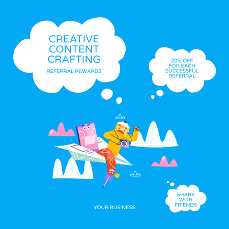 Template di design Servizi di scrittura di contenuti con illustrazione creativa Animated Post